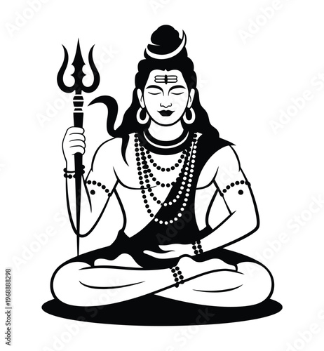 Shiva sits in meditation pose.