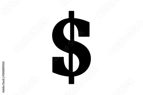 Dollar symbol icon with a clean, bold, black design on a white background, representing currency and finance.