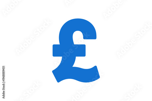 Pound sterling currency symbol with a bold blue design, representing financial transactions and economic value in a clean graphic format.