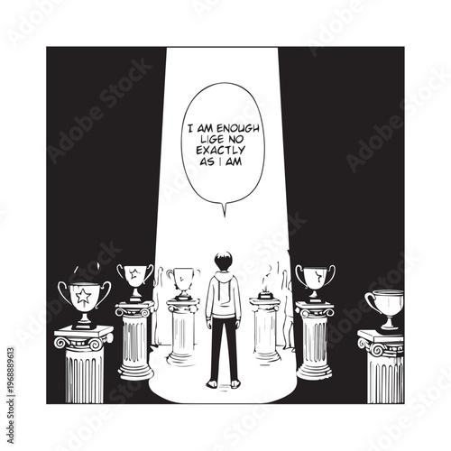 Inspirational quote, self-acceptance illustration, motivational poster, vector graphic