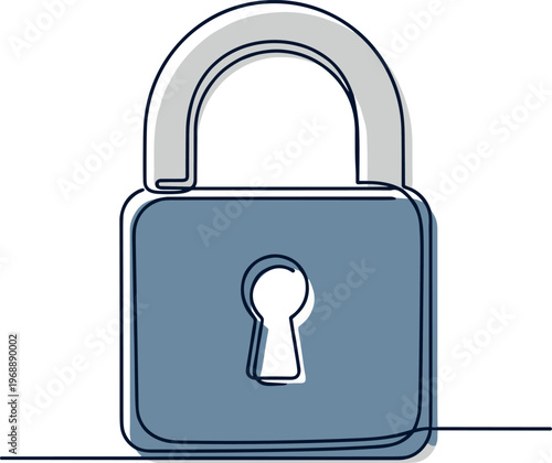A digital illustration of a blue padlock with a silver shackle and keyhole