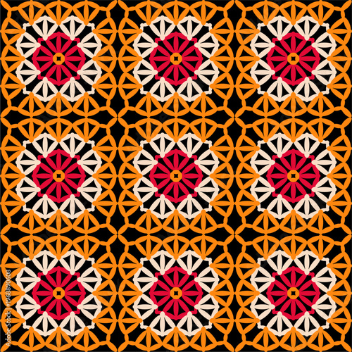 Pattern with crochet granny square wallpaper handmade decorative art design print