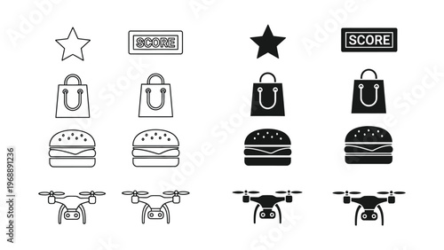 Comparison of icons with varying fill styles and their associated scores