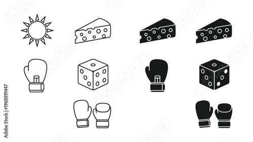 Contrast of light and dark elements in symbolic icons