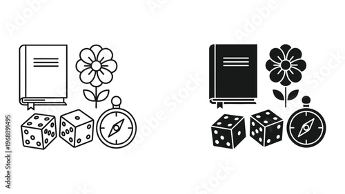 Contrast of traditional and modern elements in educational and adventure themes