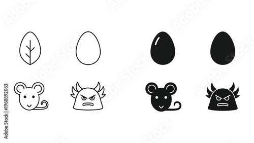 Evolution of a creature from plant to angry demonic mouse through stages