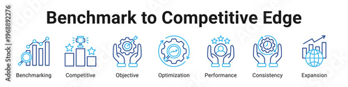Benchmark To Competitive Edge web banner icon vector illustration.