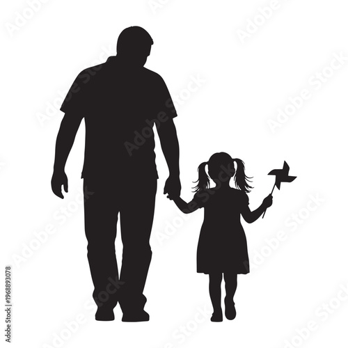 Father Daughter Silhouette Icon Vector for Fathers Day Concept Design