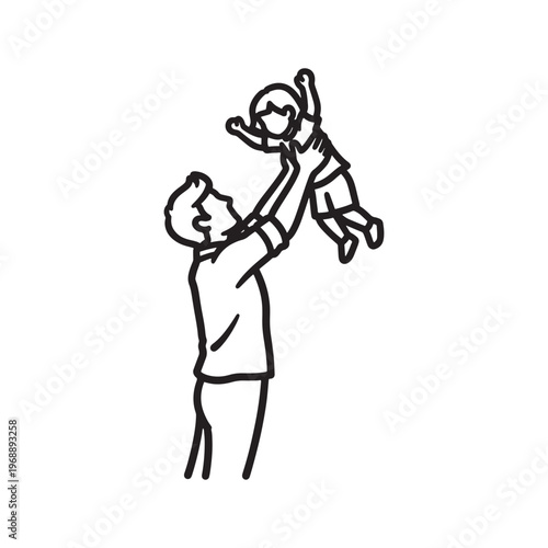 Father Playing Child Icon Vector for Father's Day Bonding Concept Use