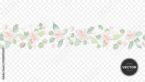Delicate pink floral border design with leaves, perfect for invitations.