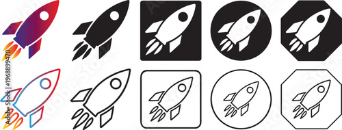 Modern missile icon set color black.