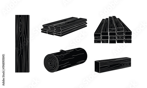 Various forms and arrangements of carbon fiber materials displayed in black and white