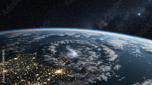 Earth globe from space showing city lights at night