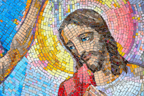 Mosaic of the Baptism of the Lord, the First Luminous Mystery of the Rosary – Sanctuary of the Queen of Peace, Medjugorje, Bosnia and Herzegovina.