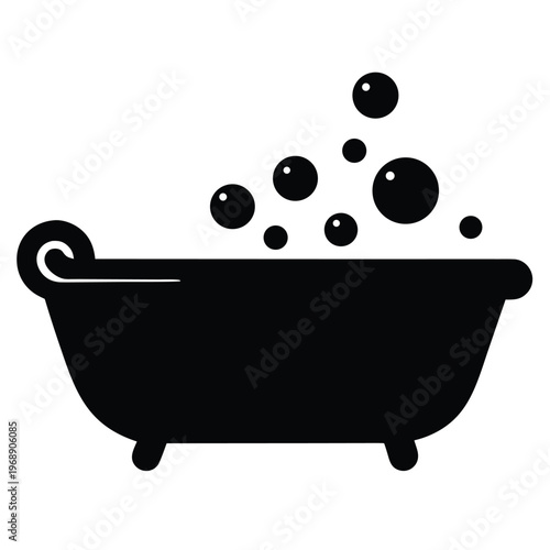 Simple Black Bathtub Icon