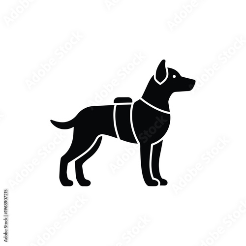 Working Dog Icon Silhouette Vector Illustration Canine Security