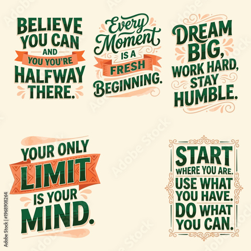 Modern minimalist vintage Typography T-Shirt Design Set