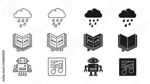 Symbolic representation of digital content and ai interaction with weather themes