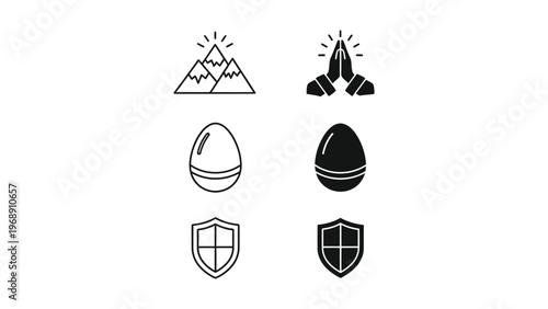 Contrast of symbolic icons depicting nature, spirituality, and protection