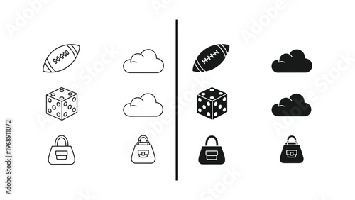 Comparison of icons in different color styles and cloud storage associations