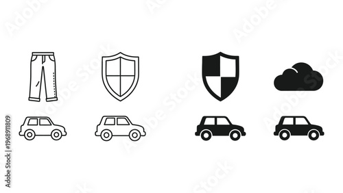Illustrations of vehicle security and connectivity concepts with icons