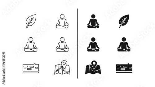 Contrast between traditional and modern lifestyles depicted through icons