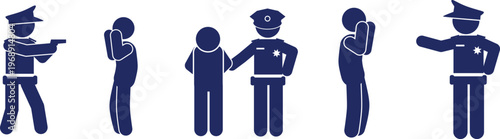 A series of stick figures depicting various law enforcement and citizen interactions