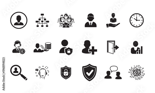 Business vector icons people management security time scalable graphics