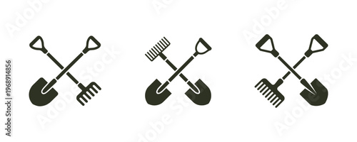 Garden tools vector illustration shovels rakes forks gardening equipment graphics