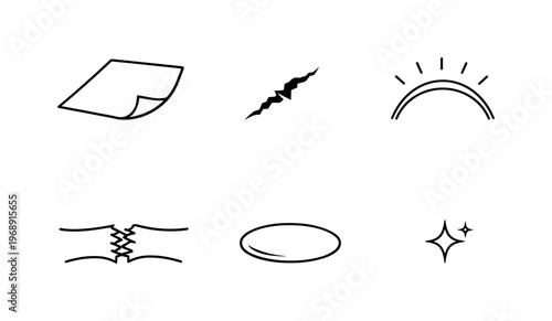 Collection of simple black line art icons representing abstract concepts and objects