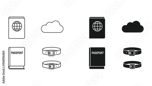 Comparison of physical and digital passport storage methods using belts and cloud icons