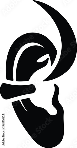 Photos Silhouette abstract head of a goat ram horns design vector
