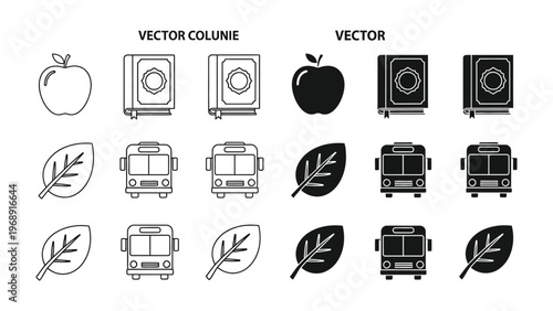 Comparison of colored and colorless vector and vector colunie illustrations