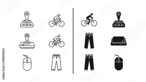 Comparing traditional and modern input devices with cycling icons