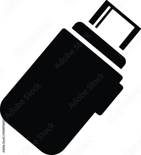 Silhouette black icon of electronic usb memory stick storage device design vector