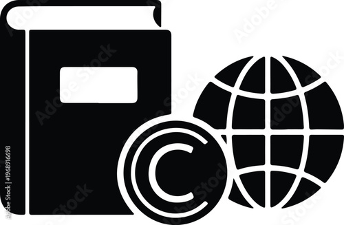 Silhouette book copyright globe intellectual property internet symbol design vector