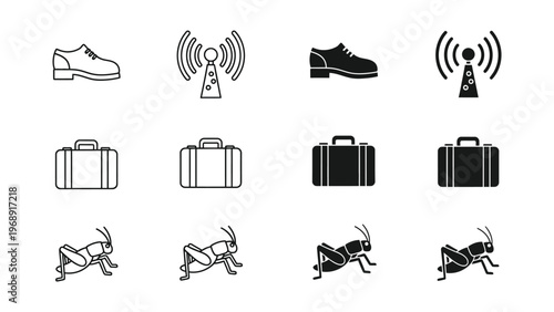 Symbolic representations of travel, luggage, and connectivity with insects