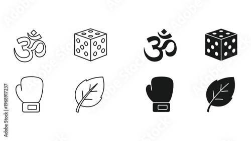 Contrasting symbols of opposing elements in minimalist black and white design