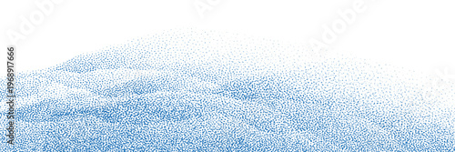 Winter snow scene with 3D white snowdrifts and realistic snowy landscape. Perfect background for holiday designs, featuring ice covered ground and mountain borders.