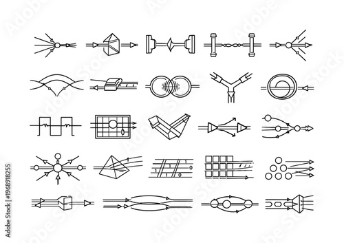Collection of scientific diagrams illustrating optical and electronic components and phenomena