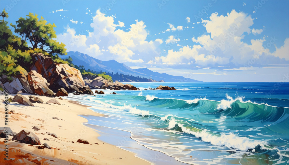 Obraz premium Serene Tropical Beach Landscape.