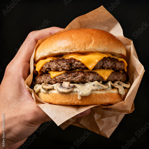 burger in hand