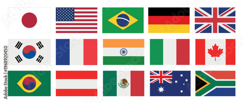 National flags of various countries displayed together, representing global diversity and international relations.