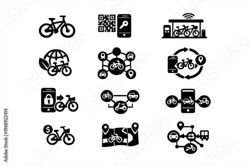 Icon image arrows vector structure depicting symbol bike generation simple station diagram
