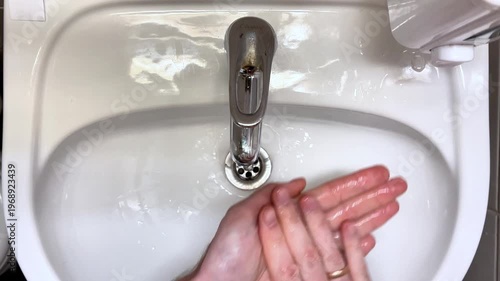 Top Down View of Person Washing Hands