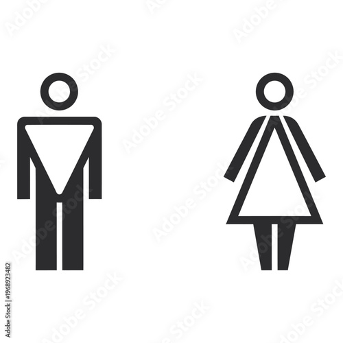 Simple black and white restroom symbols depicting a man and a woman