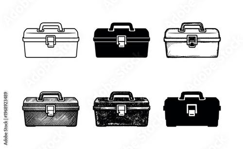 Portable toolbox storage box with handle and latch used to organize and carry hand tools for repair work | Create ONE image