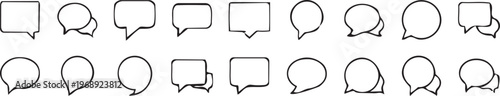 Speech Bubble Icons: An array of minimalist speech bubble icons, representing a spectrum of conversations and ideas, perfect for digital communication.