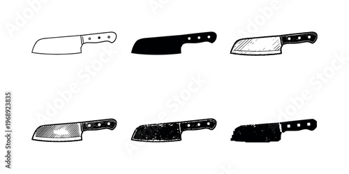 Chef kitchen knife with broad blade and sturdy handle, designed for cutting meat, vegetables, and herbs | Create ONE image