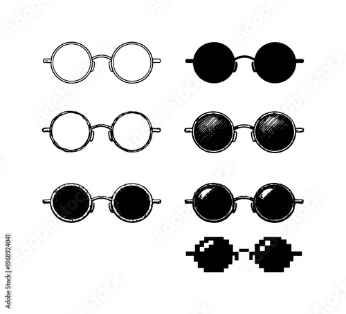 Retro round sunglasses with circular lenses and slim metal frame, worn as a stylish accessory in sunny weather | Create ONE image